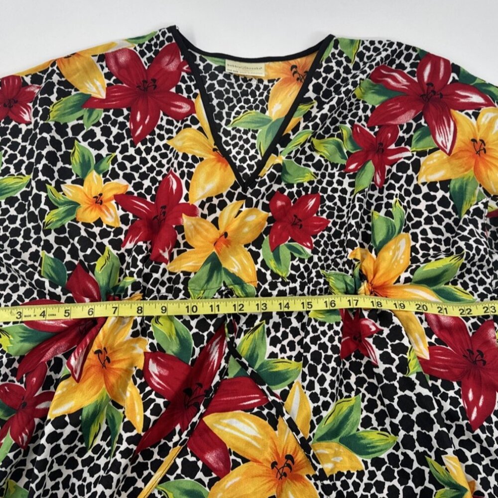 Bobbie Brooks Tropical Sleep Top Kimono Night Gown Women's One Size Silky Floral - Picture 4 of 10